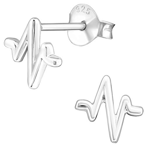 EYS JEWELRY Herzschlag Ohrringe Silber 925 Damen Herzlinie Ohrstecker Pulsschlag Schmuck Krankenschwester Geschenke für Frauen im Schmucketui Cover