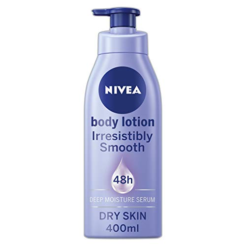 NIVEA Unwiderstehlich glatte Körperlotion (400 ml), 72H Hydration NIVEA Feuchtigkeitspflege für weiche und glatte Haut, hergestellt mit reinem Hyaluron und Sheabutter, intensiv feuchtigkeitsspendende