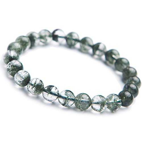 Quartz fantôme vert naturel perle 8mm symbole d'évolution et renouveau intérieur