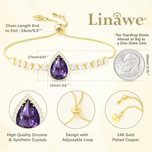 Linawe SL001-PUR-GLD Amethyst Purple Crystal Imitation Diamond Bracelets thumb #1