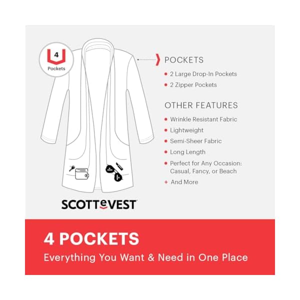 Scottevest Lucille Cardigan For Women 4 Hidden Pockets Lightweight Wrinkle Resistant Sweater For Travel More