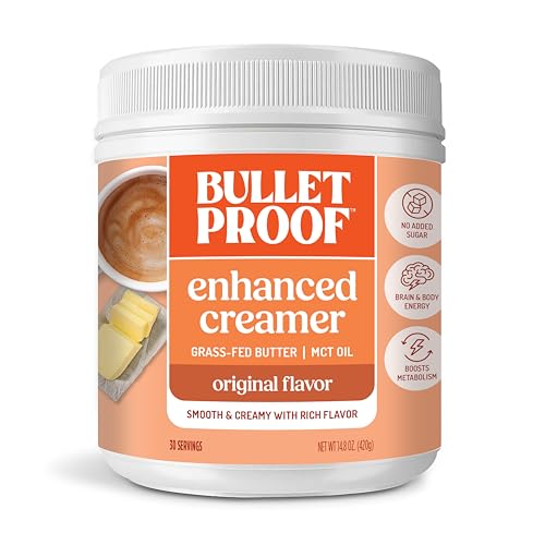 Bulletproof Original Creamer, 14.8 Ounces, Keto Coffee Creamer with MCT Oil and Grass-Fed Butter,...