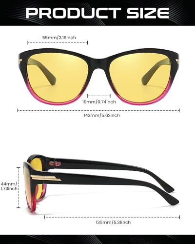 SODQW Night Driving Glasses for Women Men Polarized Anti Glare Night Vison Glasses for Nighttime Driving UV400 Yellow Lens4