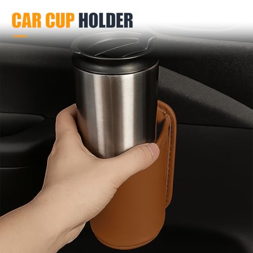 Portavasos de cuero para carro YoRise, clip resistente miniatura 5