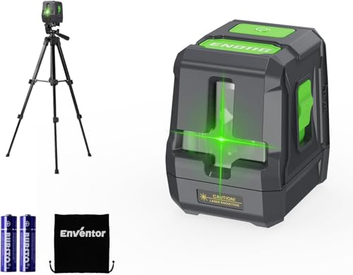 Enventor Laser Level with Tripod, 25M/82ft Green Beam Cross Line Laser Level, Laser Levels Self Leveling with 2 Lines Horizontal/Vertical
