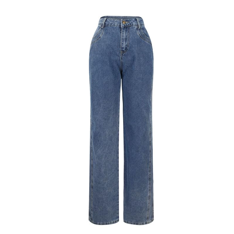 Baggy Jeans for Woman Trendy Y2k Wide Leg Denim Pants Simple Basic Denim Pants Lounge Soild Trouser with Pockets3