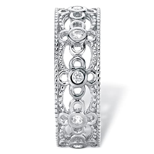 Palm Beach Jewelry Sterling Silver Round Cubic Zirconia Filigree Eternity Ring2