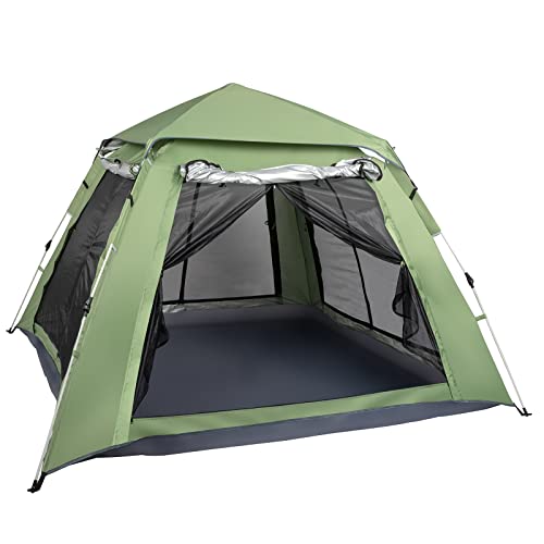 Carpa de Camping para Cuatro Personas Verde 240x240x150 cm miniatura 3