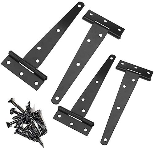 BESLIME Bisagras en T Negro Bisagras, Accesorios para puertas bisagras de acero inoxidable para el mueble de para el hogar Gabinete la puerta del armario, (8 pulgadas, 10 pulgadas)