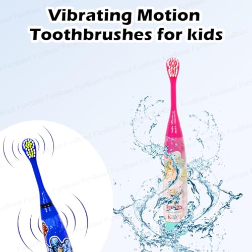 Image of FunBlast Cartoon Electric Toothbrushes for Kids - Vibrating Motion Toothbrushes with Replacement Brush Head, Soft Electric Battery Powered Toothbrushes for 3+ Years Kids (Battery Included) (Pack of 2)