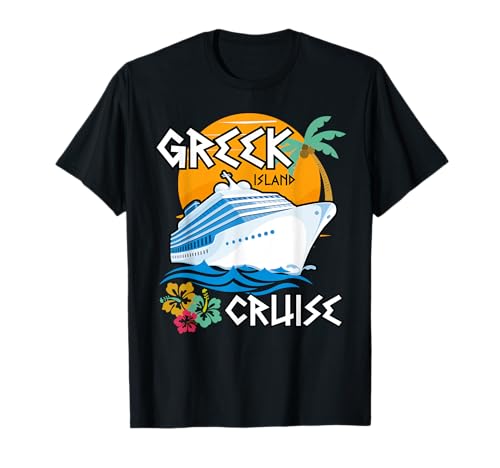 Greek Island Cruise Ship Sunset Mediterranean Vacation T-Shirt
