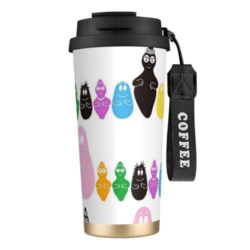 バーバパパ ペンケース コーヒーカップ 500ml真空断熱マグボトル 保温 保冷 多重構造 大容量 直飲み ストロー付き洗いやすい アウトドア 漏れ防止 サーモス水筒 食品グレードステンレス316 男女兼用 車用 父の日、母の日ギフト 外出、自宅、オフィス