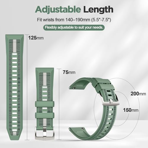 Image of XMUXI 22mm Quick Release Strap Compatible with Huawei Watch GT 7 GT6 5 4 3 46mm Nylon with Silicone Straps for GT6 Pro GT5 Pro 46mm,Vivoactive 4,Bip 6,Venu 4 45mm Replacement Band