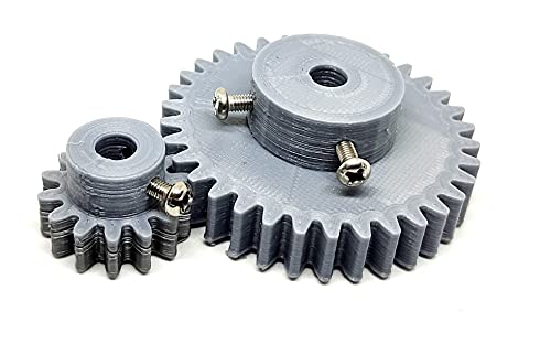 Image of INVENTO 2pcs 3D Printed Plastic Spur Gear 14 Teeth + 34 Teeth, 1.5 Module, 10mm Width, 8mm hole for DIY Projects