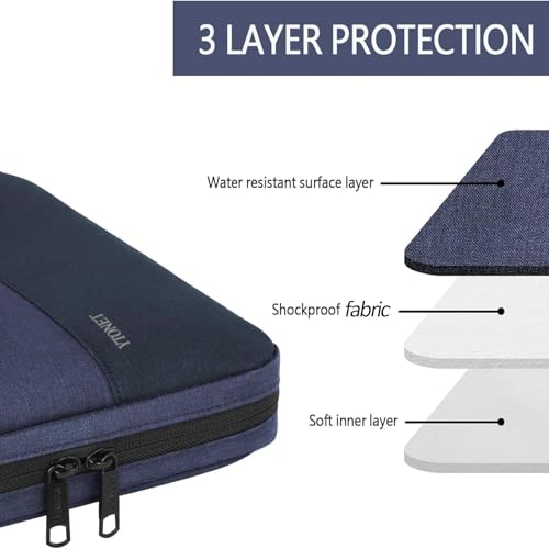 Image of Ytonet 17 17.3 Inch Laptop Sleeve Case, Laptop Carrying Case with Handle | Compatible with MacBook HP Dell Lenovo Surface Asus Acer Notebooks, Water Resistant, Gifts for Men Women Mom, Dark Blue