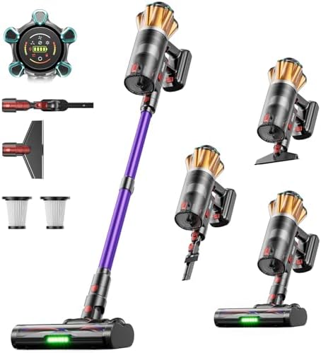 Cordless Vacuum Cleaner 600 W/50000 Pa/70 Min, 1.8 L Battery Vacu...