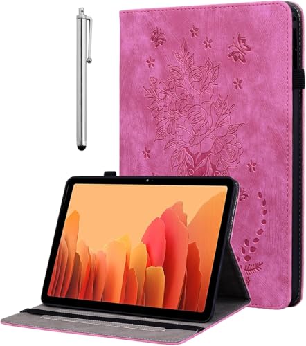 Étui de protection Galaxy Tab A7 en cuir PU rose finition premium avec rabat