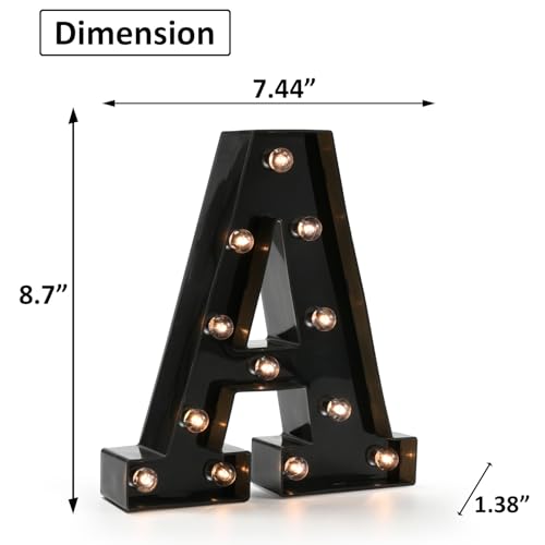 Letrero Decorativo LED Letra A Negro para Hogar miniatura 6