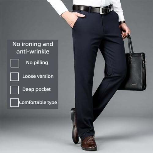 TimelessFlex- Men's High Stretch Straight Fit Pants, Calormas Slim Mens Pants, Silamone Stretch Pant Ice Silk Dress Trousers3