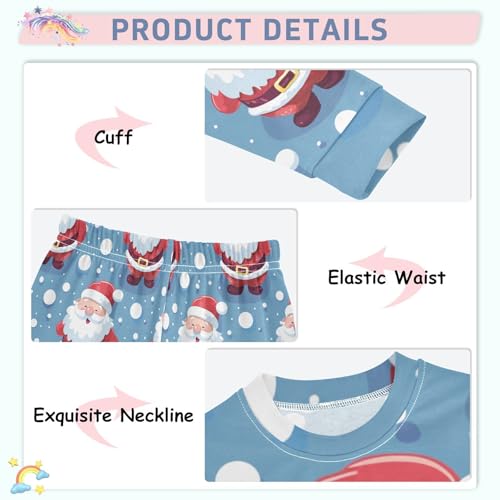 Fustylead Christmas Santa Claus in Winter Long Sleeve Top and Matching Bottom Cotton Pajama Sets4