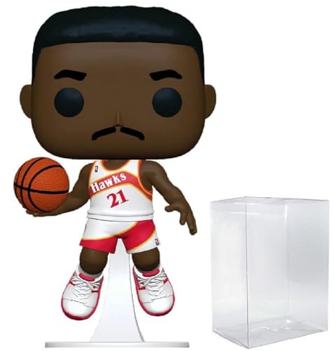 POP NBA: Legends - Dominique Wilkins (Hawks Home Jersey) Funko Vinyl Figure (Bundled with Compatible Box Protector Case), Multicolor, 3.75 inches