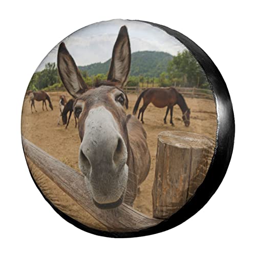 Image of Funny Donkey Spare Tire Cover Dust-Proof Wheel Tire Cover Fit Trailer, RV, SUV and Many Vehicle 16 Inch