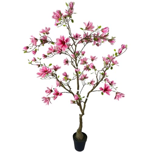 AfanD Artificial Magnolia Tree, 7 Ft Tall, Pink Blossoms, Faux Magnolia Tree Indoor Artificial Tree...