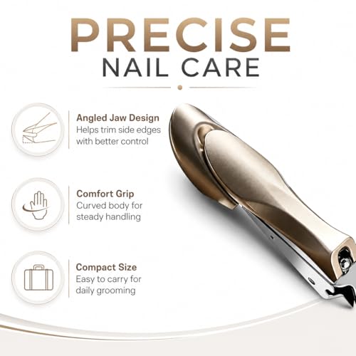 Image of Slant Edge Nail Clippers for Men Women, Precision Stainless Steel Nail Cutter for Ingrown and Thick Nails, Professional Toenail Clipper with Ergonomic Handle