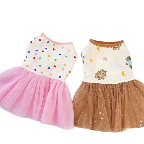 JPETTOペット服 かわいい 犬服 ワンピース 春夏 猫服 犬の洋服 スカート レース ドレス 蝶?び 日焼き防ぐ 通気性 お姫様 祝い 記念撮影 小型犬 中型犬 お散歩 25-01323AピンクL