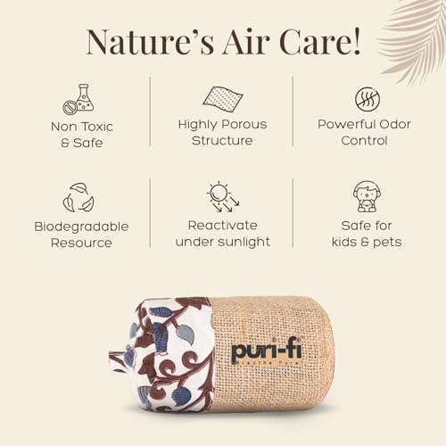 Image of Charcoal Air Purifier (Tropical Bloom) - Non-Electric, Reusable Odor & Moisture Absorber with Coconut Shell Charcoal for Home, Car, Closet & Office. 250g, Pack of 2
