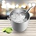 Fortune Candy Insulated Ice Bucket - Double Walled Stainless Steel Ice Bucket with Ice Tongs, Scoop, Lid, and Exclusive Handmade Nylon Holder - 2.8 L, Silver/Navy Blue