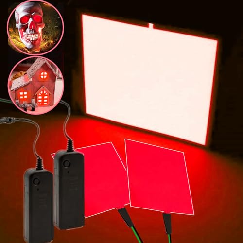 Image of El Sheet Panel Light - 2Pcs 10 x 10cm DIY Electroluminescent Cuttable Mask Eye Lighting DIY Cosplay Party Decoration Continuous /Strobe (Red)