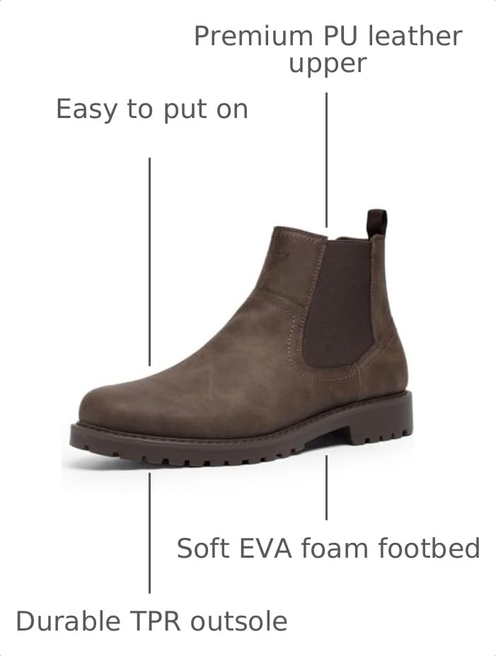 Image of CGRRBW Men's Chelsea Boots Suede Leather Casual Cowboy Boots for Men | Elastic Side Panels, Pull-on, Round Toe, Slip-resistant Rubber Sole for Office, Weekend, Fashion Casual