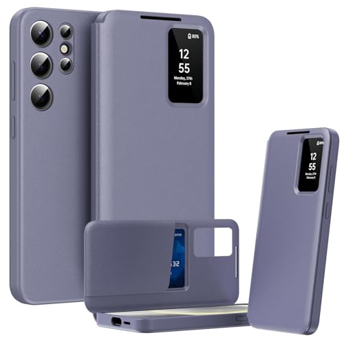 Coque Samsung S26 Ultra étui cuir flip magnétique avec fenêtre et carte