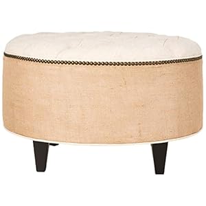 Tuftedroundottoman30linenandburlap  Urban Country Home Decor Tufted round ottoman 30 linen and burlap  urban country home decor