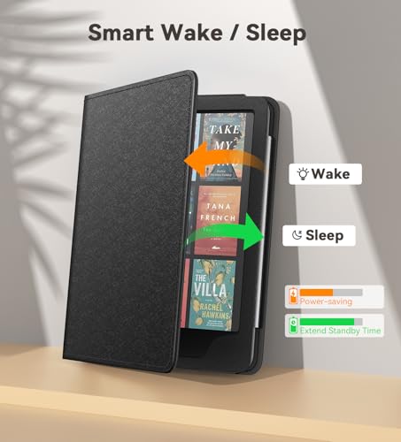 Image of MoKo Case for 7 inch /6.8 inch Kindle Paperwhite(12th /11th Gen-2024 /2021) and Kindle Paperwhite Signature Edition,Slim PU Shell Cover Case with Auto-Wake /Sleep for Kindle Paperwhite 2024, Black