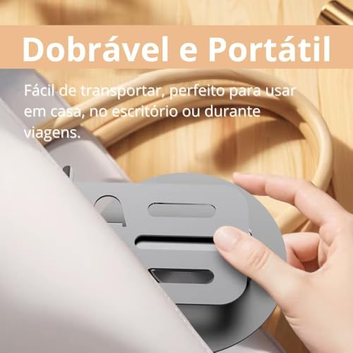 Suporte de Celular de Mesa em Alumínio com Base Rotativa 360° - Ajustável e Dobrável para Smartphone