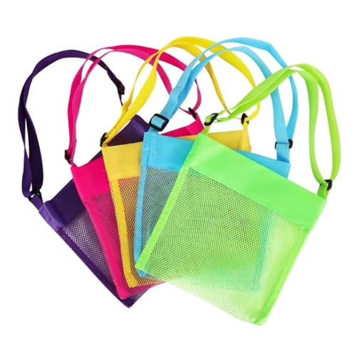 Sac en maille pour jouets de plage et coquilles - Lot de 5 portables multifonctions