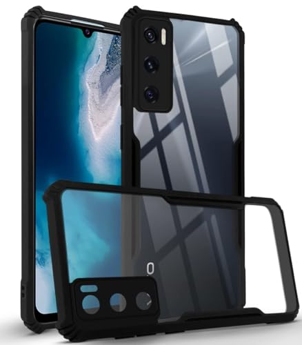 Image of Jkobi Back Case Cover for Vivo V20 SE (Shockproof with Polycarbonate Clear Panel | Professional Black)