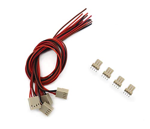 Image of (PAIR OF 5) 4Pin JST Connector Cable & Female Connector with Crimps
