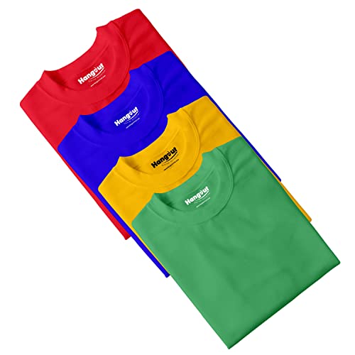 Image of Hangout Hub HH87 Tshirt for Boy's | Regular Fit | Super Combed Cotton Kids T-Shirt | Solid Plain Tees | Round Neck T Shirt | Half Sleeves |Pack of 2 | 3 | 4 | 5 |6