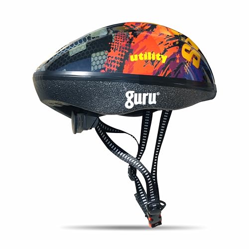 Image of GURU Cycling Helmet, Light Weight with Superior Ventilation, Helmet for Mountain, Road Bike & Skating Helmet with Premium Black EPS Foam Lining, Ideal for Adults and Kids