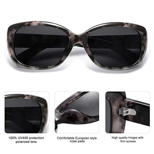 Sojos Vintage Square Sunglasses For Women Polarized Uv Protection Havana Frame Sj2111 With Black Tortoise Frame/Grey Lens #TOP2