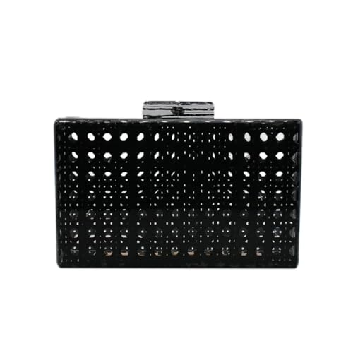 Image of RomanticDesign Women Acrylic Handbag Rattan Woven Pattern Square Box Crossbody Handbag Shoulder Bag Chain Purse