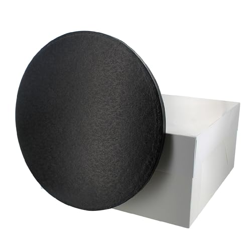 Culpitt Black Board & Box Set | 8 (20cm) | White Cake Box & Drum Box And Cake Board Storage & Transport Combo