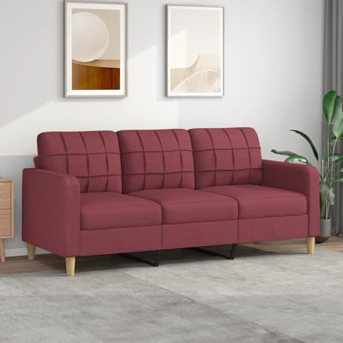 SECOLI Sofa 3 sitzer 3 sitzer Sofa 3er Couch Lounge Couch Sofa Couch Couch Klein für Wohnzimmer/Schlafzimmer/Büro/Wohnung-3-Sitzer:180cm-Weinrot-Stoff