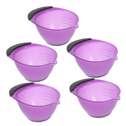 TOYZFRIENDY 5 piezas Tazones para Teñir Pelo con Antideslizante Mezcladores para Tinte de Peluquería Boles de PP y Abs Duraderos para Salón y Doméstico Color Morado