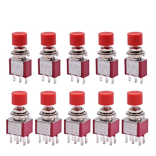 Interrupteur SPDT momentané PS-102 haute précision 6mm 2A 250VAC bouton rouge