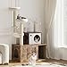 FinerFurnis Modern Wooden Cat Tree Tower with Hidden Litter Box – Multi-Level Condo, Sisal Scratching Posts, Hammock, Soft Perch & Basket – Integrated Cat Furniture for Indoor Cats, Vintage Brown