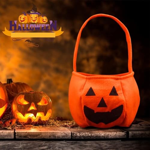 Feiyayi Halloween Kürbis Candy Bag,2 Stück Subigkeiten Tasche für Kinder,Trick or Treat Taschen,Kürbistasche Süßigkeiten Taschen Kürbis Eimer,für Halloween Party Decor (Orange)